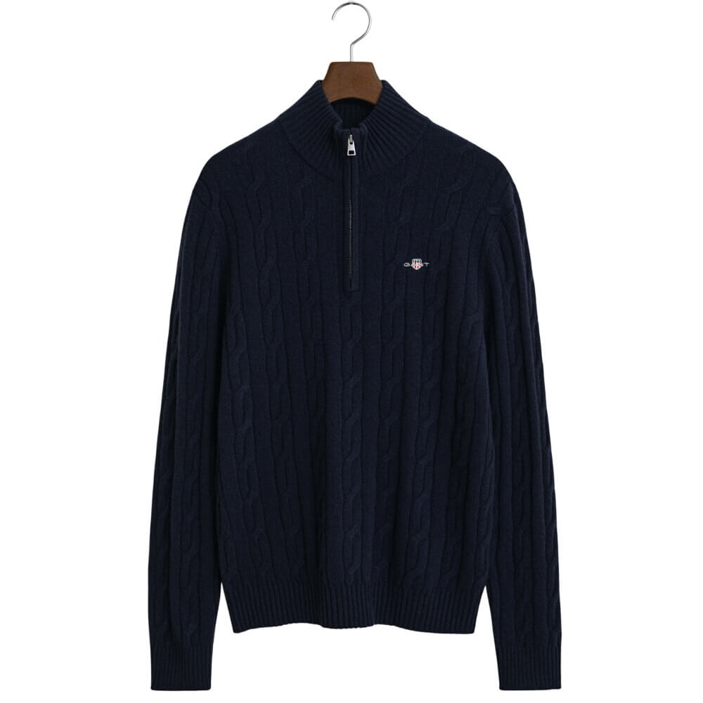 Gant Lambswool Cable Knit Half-Zip Sweater
